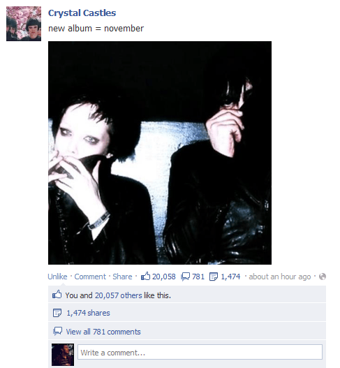 Crystal Castles Facebook New Album